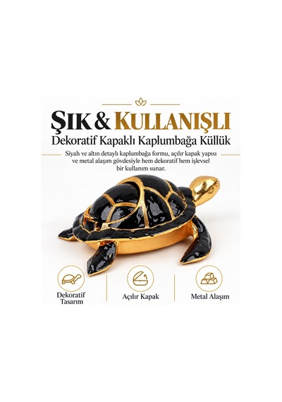 Lüks Alaşım Metal Kaplumbağa Küllük 17cm Kapaklı Para Anahtar Kasesi Tütsülük Dekoratif Biblo Hediye