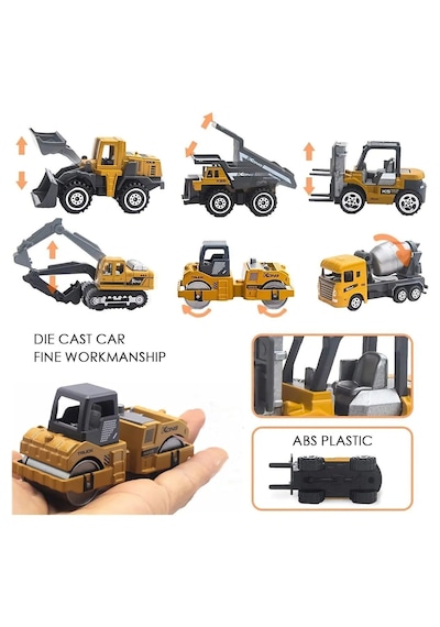 1:64 Dieacast Inşaat Seti Metal Ve Oyun Halısı Beton Mikseri Fork