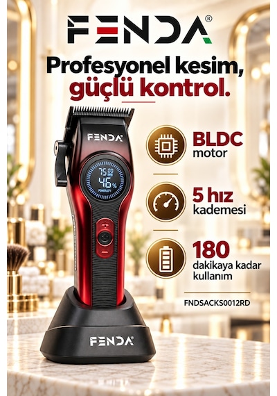 Fenda Profesyonel Saç Kesme Makinesi Kırmızı