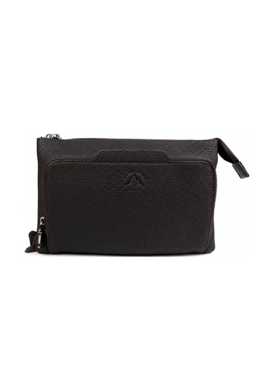 Alphaclub Bag Erkek Hakiki Deri Acı Kahverengi Çok Bölmeli Fermuarlı El Ve Portföy Çantası