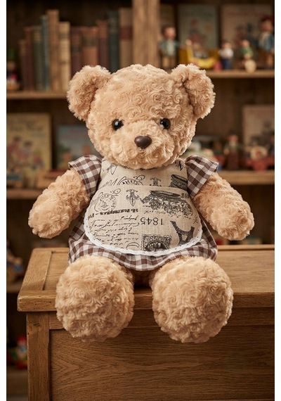 Elbiseli Sevimli Ayıcık 60 Cm Figür Peluş Oyuncak - Büyük Ultra Yumuşak Peluş Oyuncak Kahverengi