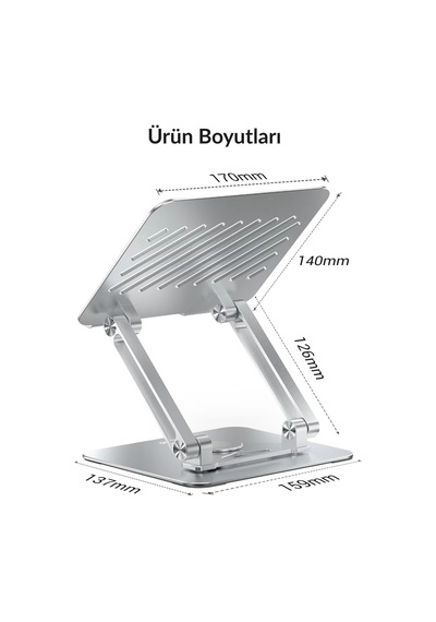 Juo Jnr360 Dönebilen Alüminyum Tablet Standı Yükseklik Ve Eğim A