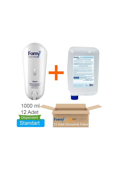 Fomy 1000 ml Standart Köpük Sabun Kartuş 12 Adet + Fomy Dispenser
