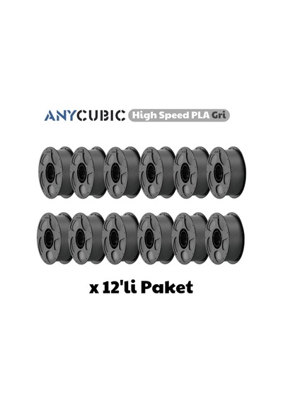 Anycubic High Speed Pla Filament Gri 1.75mm 1kg 12 Adet