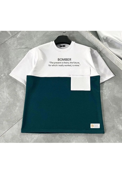 Genel Markalar Torba Cep Detaylı Parçalı T-shirt - Lacivert - Çok Renkli