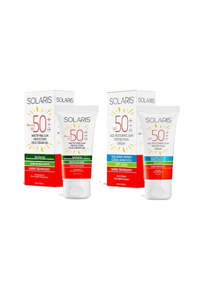 Yağlı Ciltler İçin Jel Güneş Kremi Mat Spf 50+ 50 Ml Ve Yaşlanma Karşıtı Güneş Kremi Spf 50+