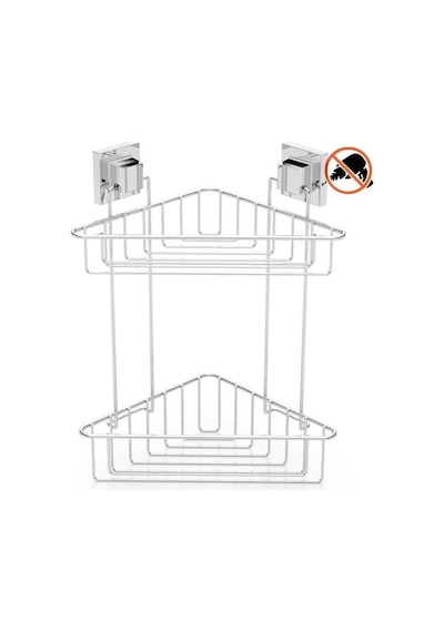 Geseus Yapışkanlı Krom İki Katlı Banyo Köşe Rafı EF257 Çok Renkli