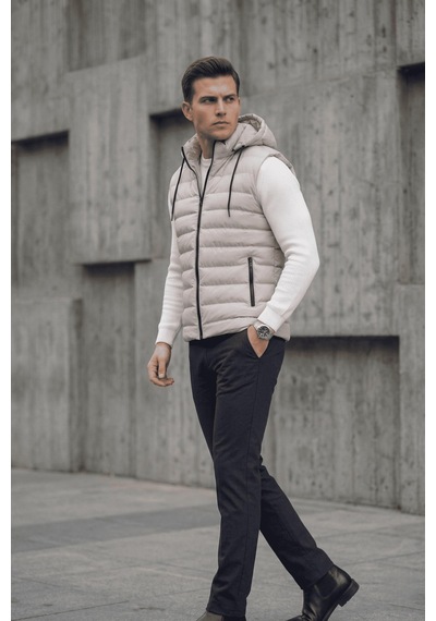 Yelly Slim Fit Fermuarlı Cep Detaylı Erkek Şişme Yelek - Çıkarılabilir Kapüşonlu & Astarlı Gri Yelly Slim Fit Fermuarlı Cep Detaylı Erkek Şişme Yelek - Çıkarılabilir Kapüşonlu & Astarlı Gri