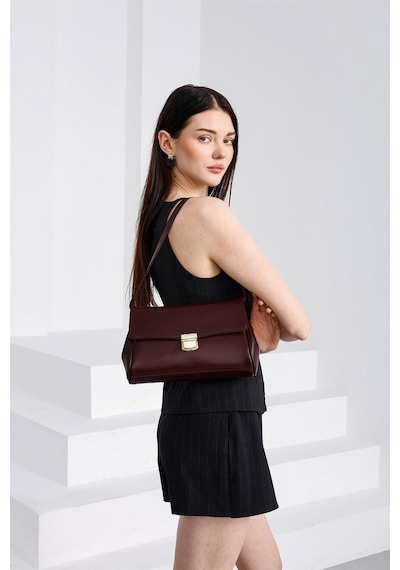 Lauren City Baget Çanta Bordo Bordo