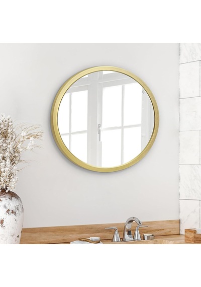 50,8 Cm Çerçeveli Yuvarlak Altın Ayna - Banyo, Yatak Odası, Antre, Oturma Odası İçin Büyük Daire Aynası - Duvar Dekoru İçin Büyük Dairesel Modern Ayna