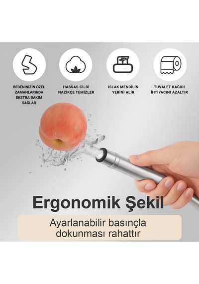 Coofbe Paslanmaz Çelik Sprial Hortum Tuvalet Musluk Seti Taharet Musluğu El Tuvalet Sprey Tabancası Gümüş