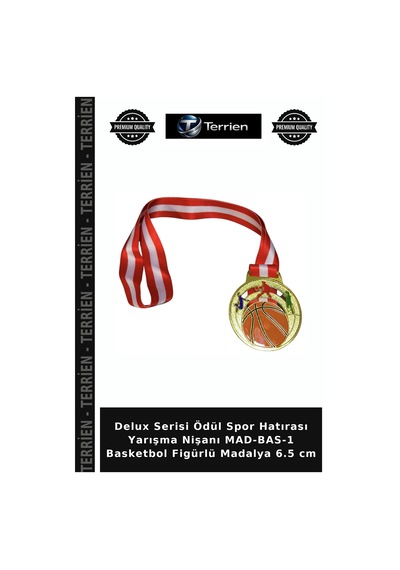 Delux Serisi Ödül Spor Hatırası Yarışma Nişanı Mad-bas-1 Basketbol Figürlü Madalya 6.5 Cm Çok Renkli