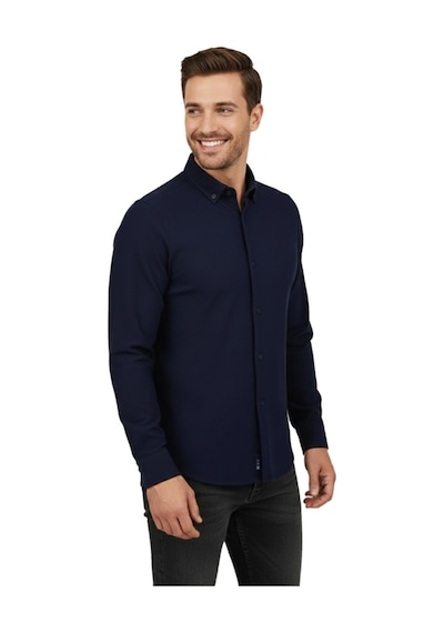 Advante Erkek Spor Slim Fit Uzun Kol Petek Fitilli Gömlek Bgl-st04824 Lacivert