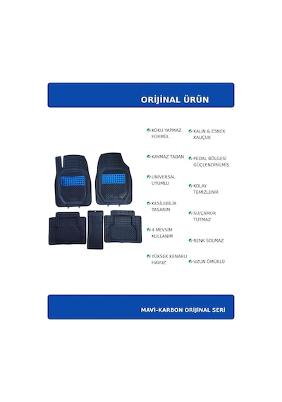 Volkswagen Polo Hb 2007 İle Uyumlu Havuzlu Evrensel Mavi Desenli Oto Paspas Otokitmavidesen3882