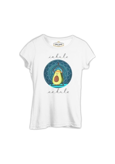 Yoga - Avocado Inhale Beyaz Kadın Tshirt