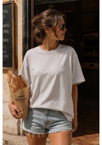 Seeh Karmelanj Kısa Kollu Oversize Basic Kadın T-shirt Sh281