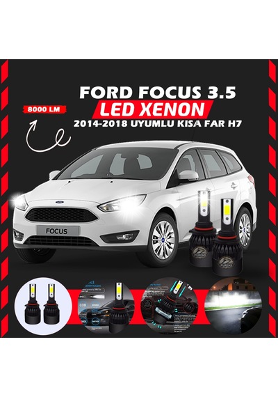 Ford Focus 3.5 2014-2018 Kısa Far Uyumlu Şimşek Etkilii Led Xenon Light Series H7
