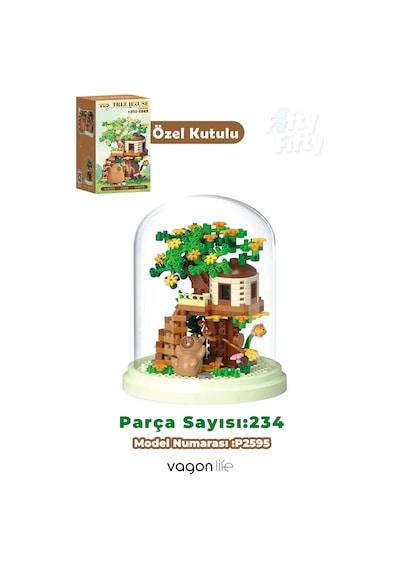 Panlos Yko Serisi Kapibara Figürlü Ağaç Ev 234 Parça Oyuncak Blok Yapım Seti Ff-p2595