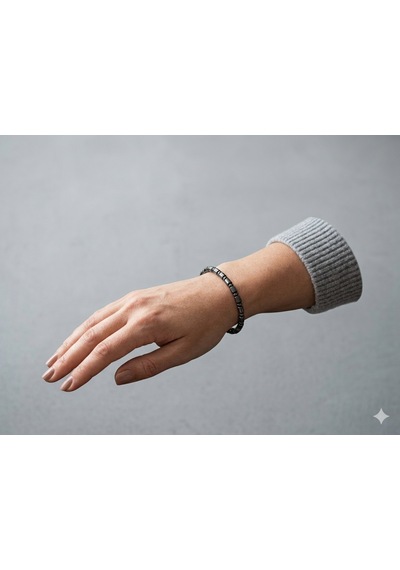 Boru Kesim Hematit Bileklik Unisex Açık Gri