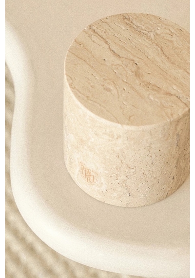 Montroi Travertine Candle Holder 280g Mum Uyumlu Traverten Mumluk Bej