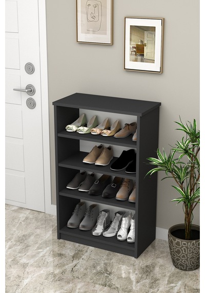 Asra Trend 4 Katlı Açık Raflı Ayakkabılık A-31 %100 MDF Modern Bot Uyumlu Düzenleyici Antrasit Asra Trend 4 Katlı Açık Raflı Ayakkabılık A-31 %100 MDF Modern Bot Uyumlu Düzenleyici Antrasit