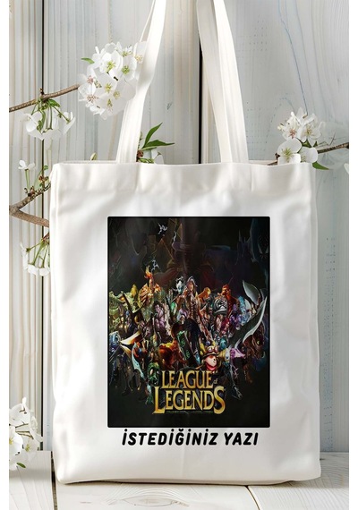 Art Hediye League Of Legends Oyun Baskılı Bez Çanta Omuz Çantası Kişiye Özel Model 32 Çok Renkli