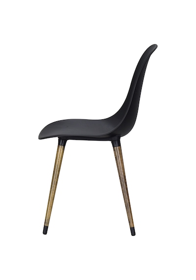 Vilinze Eames Kestane Ahşap Ayak Plastik Siyah Sandalye Eames-beyaz Siyah - Kestane