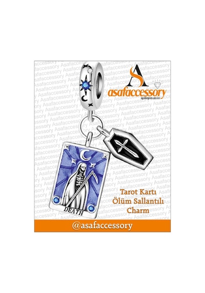 Tarot Kartı Ölüm Sallantılı Charm / Asafaccessory Gümüş
