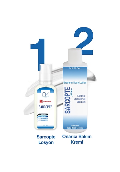 Sarcopte Cilt Bakım Losyonu Güçlü200 ML + Urederm Onarıcı Ve Yatıştırıcı Bakım Kremi 125 ML﻿﻿