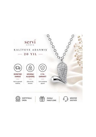 Servi 925 Ayar Gümüş Love Drop Kolye-4