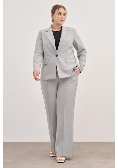 Myline Astarlı Tek Düğmeli Blazer-1777-gri Gri