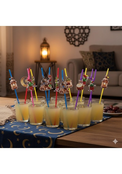 Hacivat Karagöz Temalı 10'lu Artistik Pipet Ramazan Parti Süsü Diğer