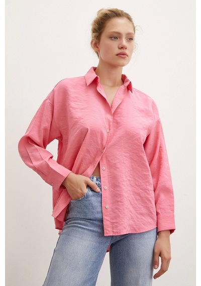Never More Basic Modal Gömlek Pembe Pembe