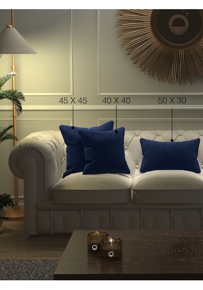 Gece Mavisi Kırlent , Yastık Kılıfı Kadife Görünümlü Velvet Touch Serisi Gece Mavisi