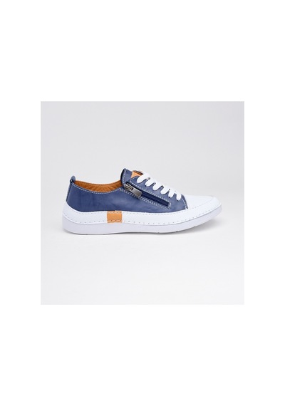 Derinet Günlük Hakiki Deri Kadın Sneaker Lacivert Lacivert