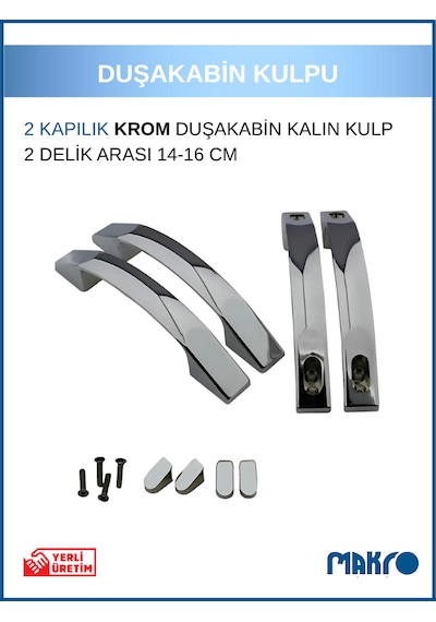 Duşakabin Ay Kulp 14-16 Cm Ayarlı Krom Duşakabin Cam Kapı Kulpu Krom Parlak
