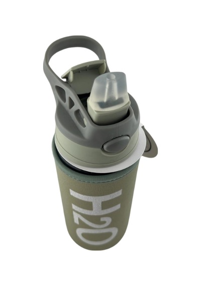 H2o Kılıflı Pipetli Cam Matara 500 Ml Haki