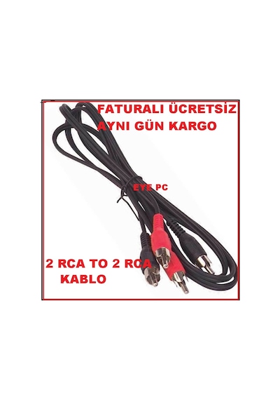 Ses Kablosu 2Rca 2 Rca Uçlu 1.5 Metre Bir Buçuk