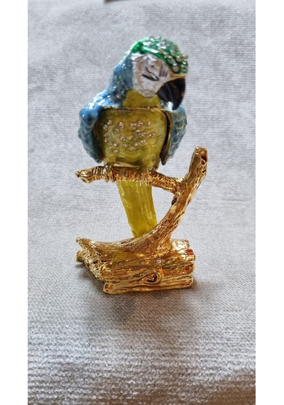 Zirkon Taşlı Emaye Papağan Kutu Biblo 001