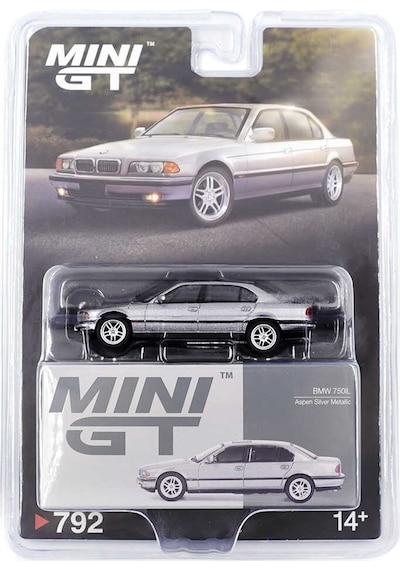 Mını Gt 1:64 Bmw 750il Aspen Silver Metallic Blister Paket Diecast Model Araba Mgt00792-bl Gri