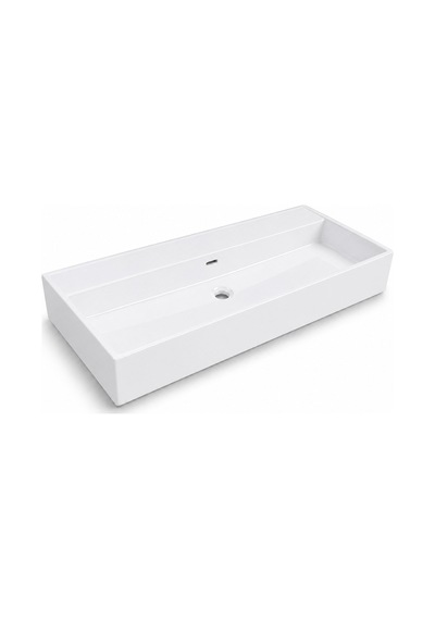 Dura Niva Kare Çanak Lavabo 100x46,5 Cm Tezgah Üstü Batarya Deliksiz Beyaz 5255