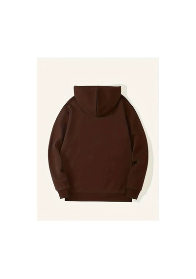 Medinenur İskambil Kart Desenli Kapüşonlu Sweatshirt Kahverengi