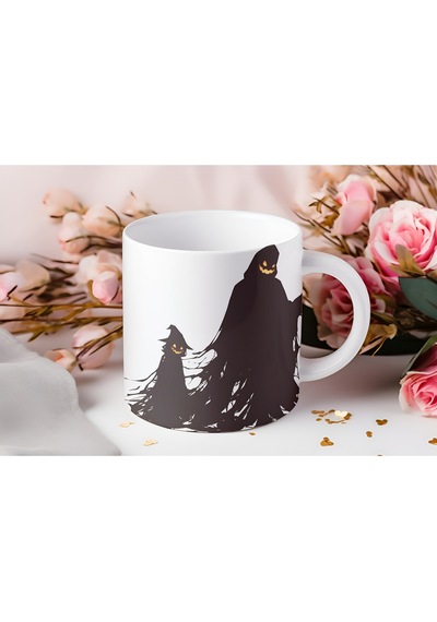 Hayaletli Spooky Kupa Bardak Cadılar Bayramı Ruhunu Yansıtan Eğlenceli Tasarım Beyaz