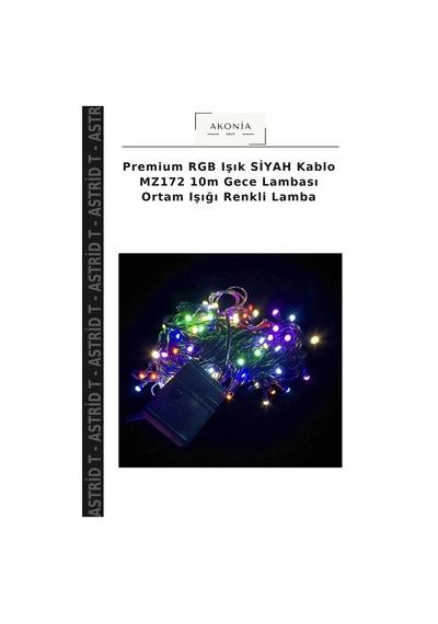 Premium Rgb Işık Siyah Kablo Mz172 10m Gece Lambası Ortam Işığı Renkli Lamba