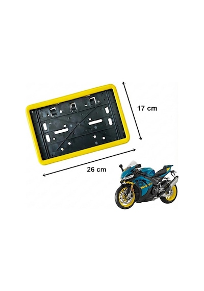 Çerçeveli Dikdörtgen Plakalık Plaka Altlığı Sarı 26x17cm 1 Adet