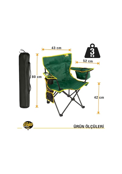 Funky Chaırs Cool Ice Petrol Yeşili Lüks Kamp Sandalyesi Karışık/Çok Renkli