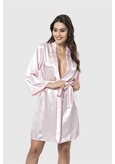 Ahu Aria's Closet Pembe Kısa Saten Sabahlık Pembe