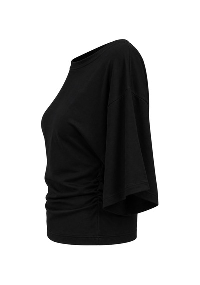 Mixray 2102 Kadın Modal Büzgü Detaylı Dökümlü Soft T-shirt Siyah