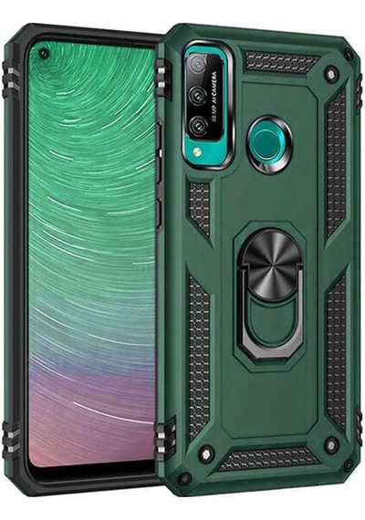 Newface Huawei P40 Lite E Kılıf Sofya Yüzüklü Silikon Kapak Semeglbl - 74 - Yeşil
