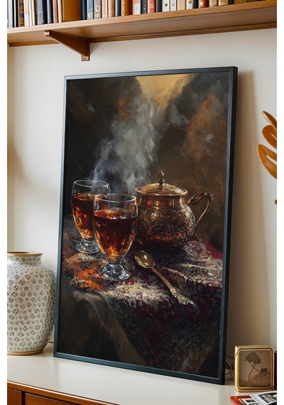 Premium Bakır Demlik Ramazan Özel Çerçeveli Tablo - Otantik Çay Ocağı Ve Manevi Şark Köşesi Dekoru Siyah Premium Bakır Demlik Ramazan Özel Çerçeveli Tablo - Otantik Çay Ocağı Ve Manevi Şark Köşesi Dekoru Siyah